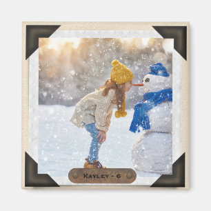 Your Photo & Text   Vintage Photo Album Corners Magnet