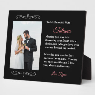 Your Photo To Beautiful Wife From Husband Elegant Plaque