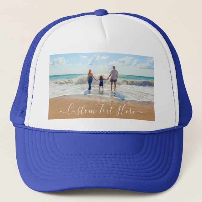 Your Photo Trucker Hat with Custom Text Name (Front)