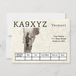 Your Photo Vermont Shaped Cutout Custom QSL Postcard