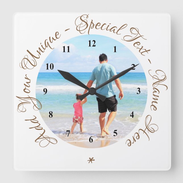 Your Photo Wall Clock with Custom Text (Front)