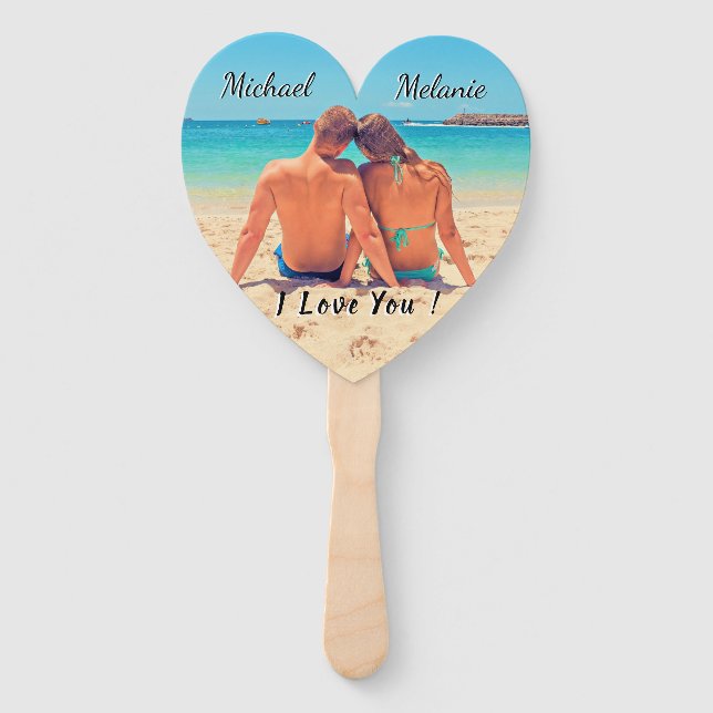 Your Photo Wedding Hand Fans Custom Name Text (Front)