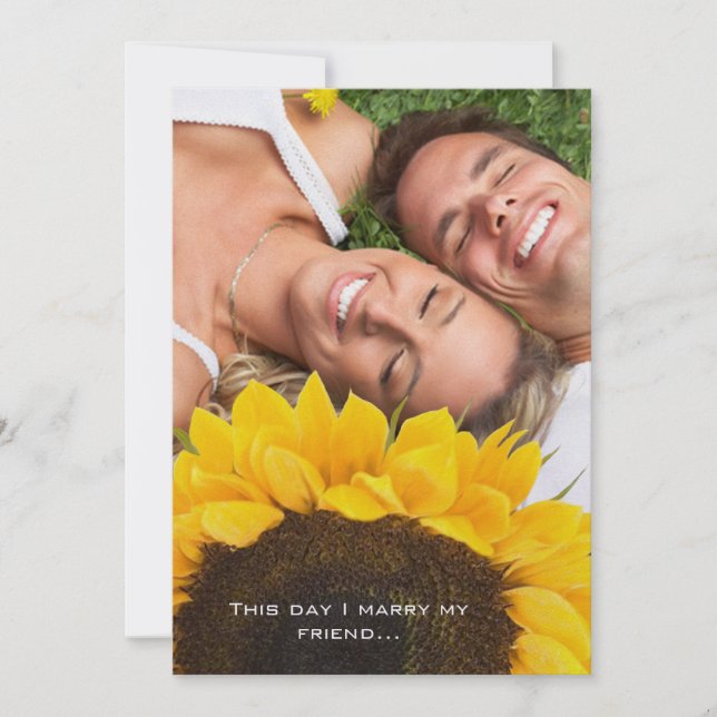 Your Photo Wedding Invitation with Sunflower (Front)