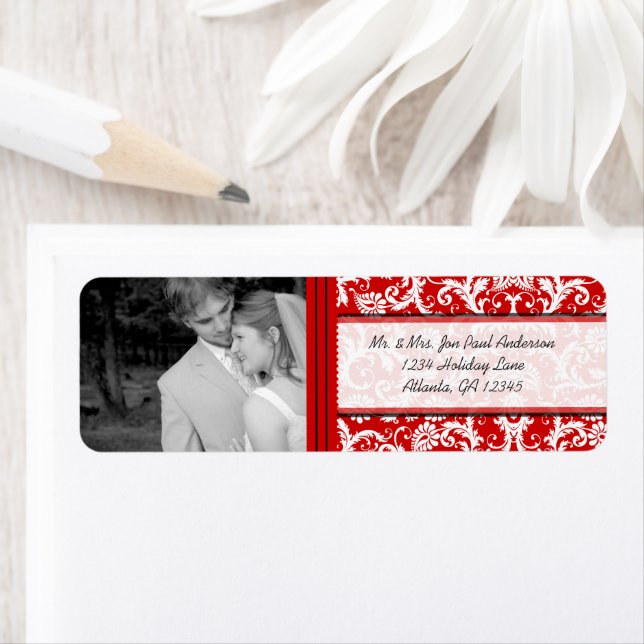 Your Photo Wedding Vintage Red Damask (Insitu)
