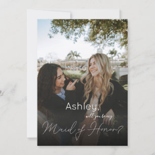 Your Photo Will You Be My Maid of Honour? Pink Invitation