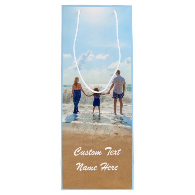 Your Photo Wine Gift Bag with Custom Text Name (Back)