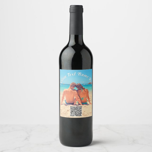 Your Photo Wine Label with QR Code and Custom Text (Front)