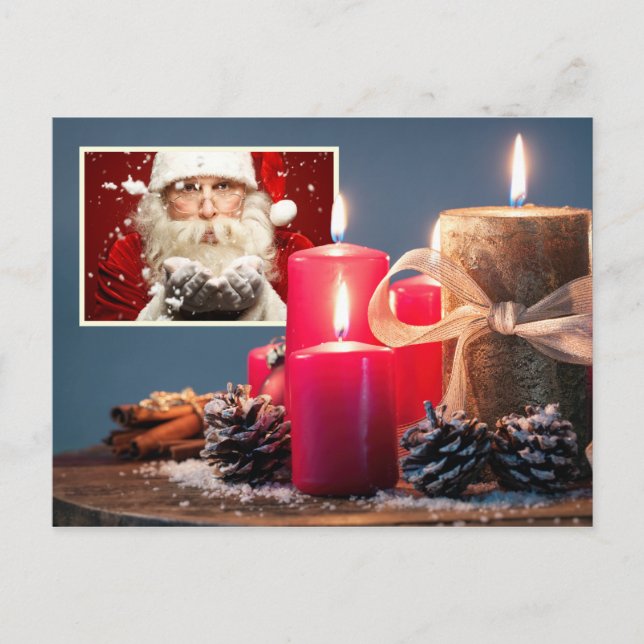 YOUR PHOTO with Candles custom Christmas postcard (Front)