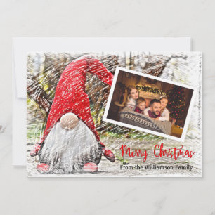 Your Photo With Christmas Gnome Christmas Holiday Card