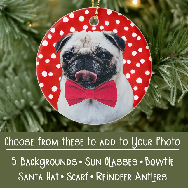 Your Photo with Digital Accessories Hat Bowtie Etc Ceramic Ornament (Creator Uploaded)
