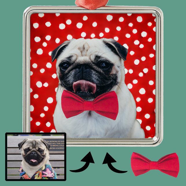 Your Photo with Digital Accessories Hat Bowtie Etc Metal Ornament (Creator Uploaded)