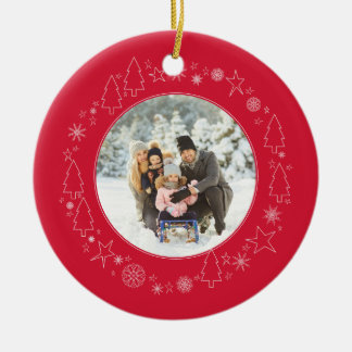 Your photo with Original Handrawn Christmas Wreath Ceramic Ornament