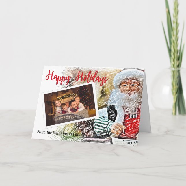 Your Photo With Santa and Nice List Holiday Card (Front)