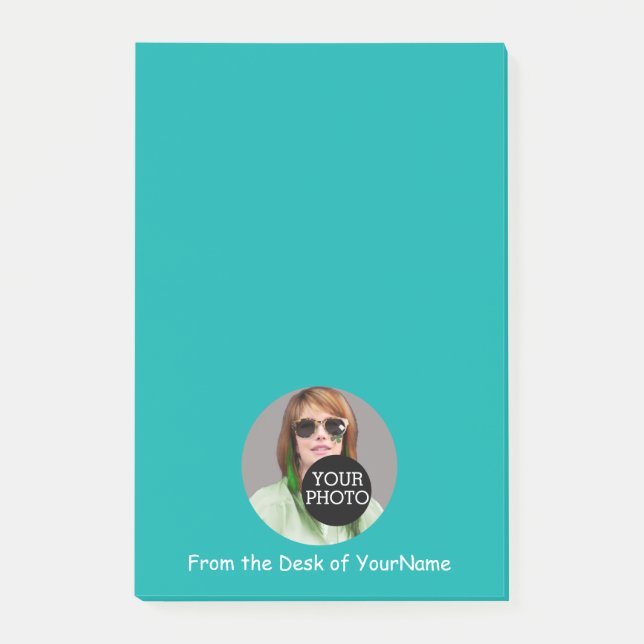 Your Photo Your Message Customize Easily Turquoise Post-it Notes (Front)