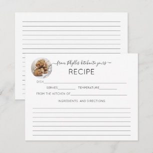 Your Photo Your Name Calligraphy Recipe Card
