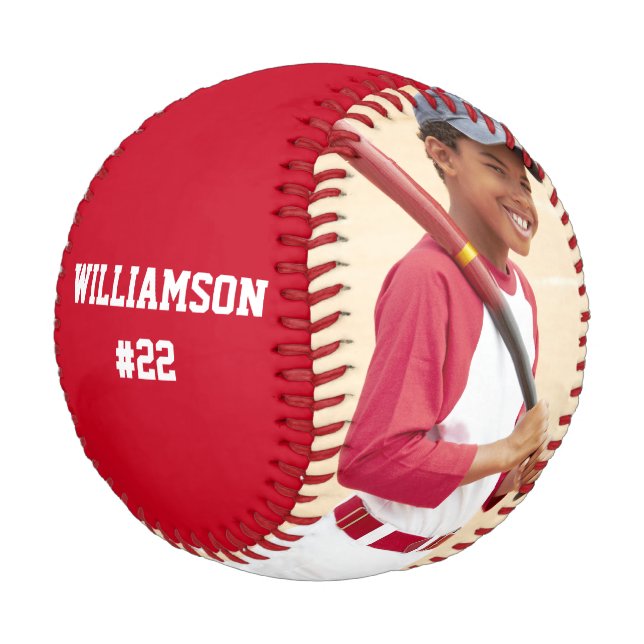 Your Photo, Your Text Red or Pick Colour Baseball (Angled)