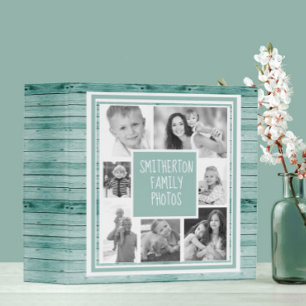 Your Photos Black White Turquoise Nautical Wood  Binder