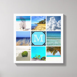 Your Photos Collage Template With White Monogram Canvas Print
