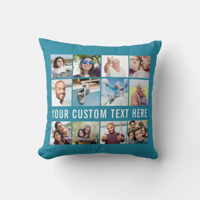 YOUR Photos custom text & colour throw pillows (Front)
