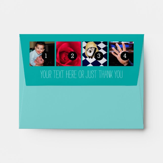 Your Photos Images Your Greeting Text Turquoise Envelopes (Back (Top Flap))