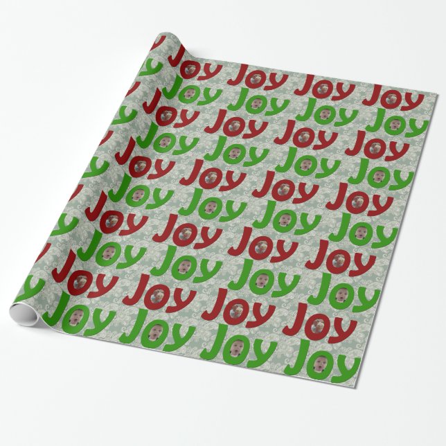 YOUR PHOTOs JOY Christmas Wrapping Paper (Unrolled)