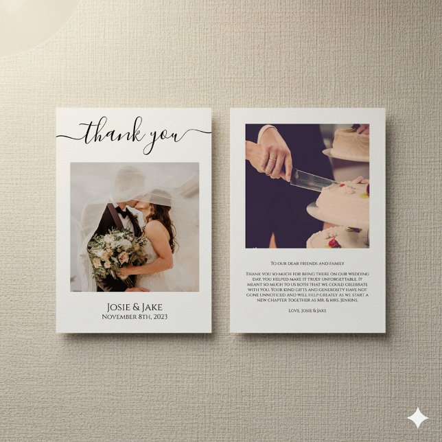Your photos minimalist wedding thank you card (Your photos minimalist wedding thank you card.)