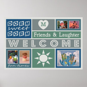 YOUR PHOTOS & MONOGRAM custom dorm room poster