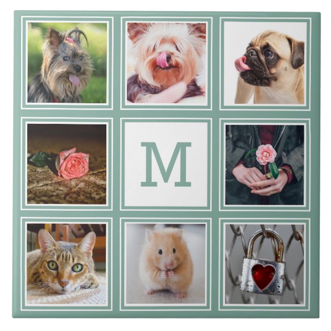 YOUR Photos & monogram custom tile (Front)