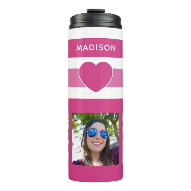 YOUR PHOTOS & NAME Stripes Pattern tumbler (Front)