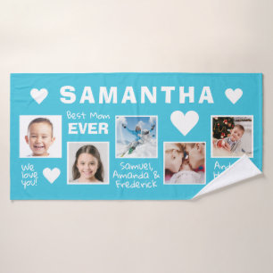 YOUR photos & names BEST MOM bath towel