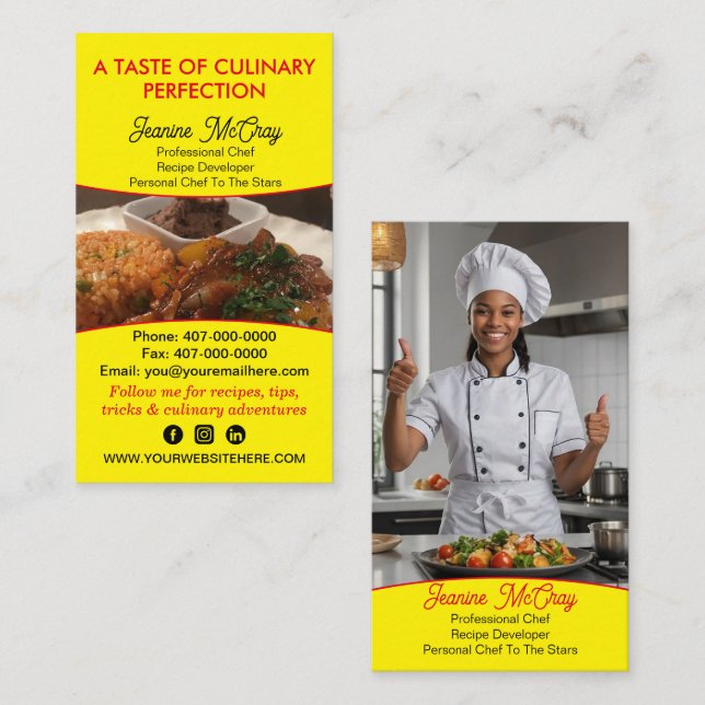 Your Photos Restaurant Chef Catering Services Business Card (Front/Back)