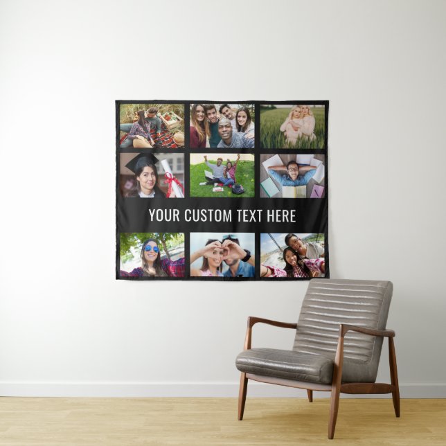 YOUR PHOTOS, TEXT & COLOR custom tapestry (In Situ (Horizontal))