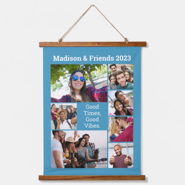 YOUR Photos, Text & Colour Hanging Tapestry (Front)