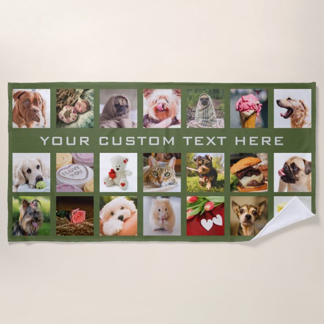 YOUR PHOTOS & TEXT custom beach towel (Front)