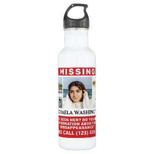 YOUR Photos & Text "MISSING PERSON" 710 Ml Water Bottle