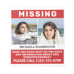YOUR Photos & Text "MISSING PERSON"  Notepad