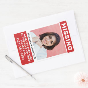 YOUR Photos & Text "MISSING PERSON" Sticker