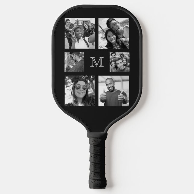YOUR PHOTOS turn B & W custom monogram Pickleball Paddle (Front)