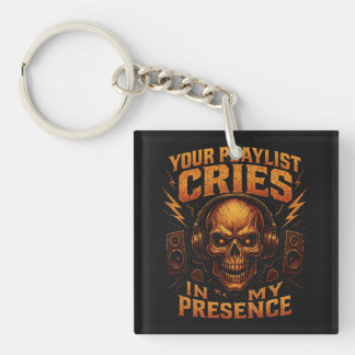 Your Playlist Cries Skull Headphone Music Keychain