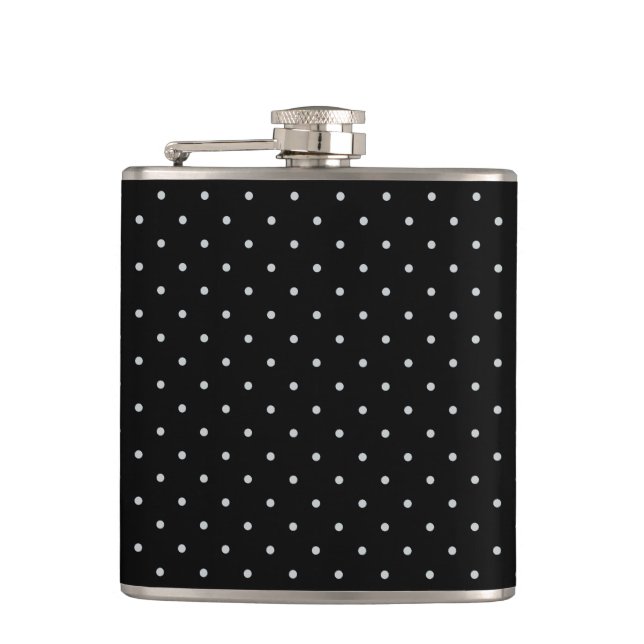 Your Polka Dots Colour on Black Click Customize Hip Flask (Front)