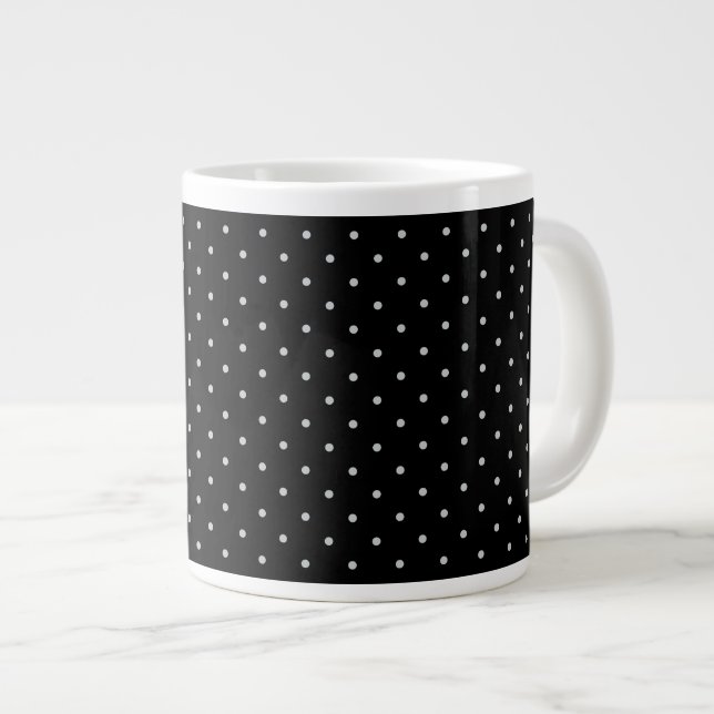Your Polka Dots Colour on Black Click Customize Large Coffee Mug (Front Right)