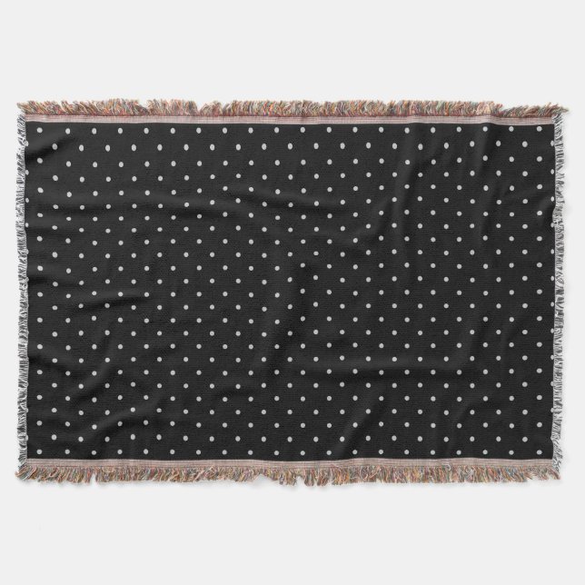 Your Polka Dots Colour on Black Click Customize Throw Blanket (Front)