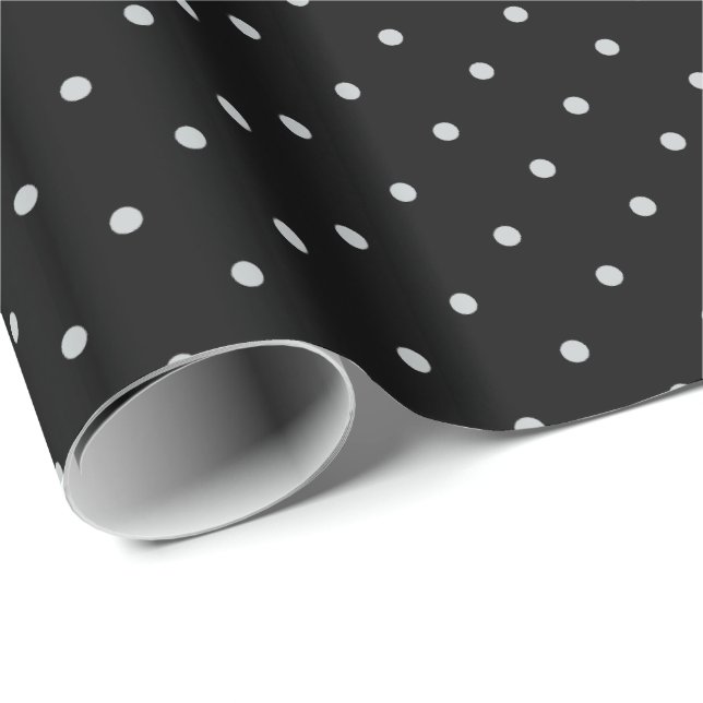 Your Polka Dots Colour on Black Click Customize Wrapping Paper (Roll Corner)
