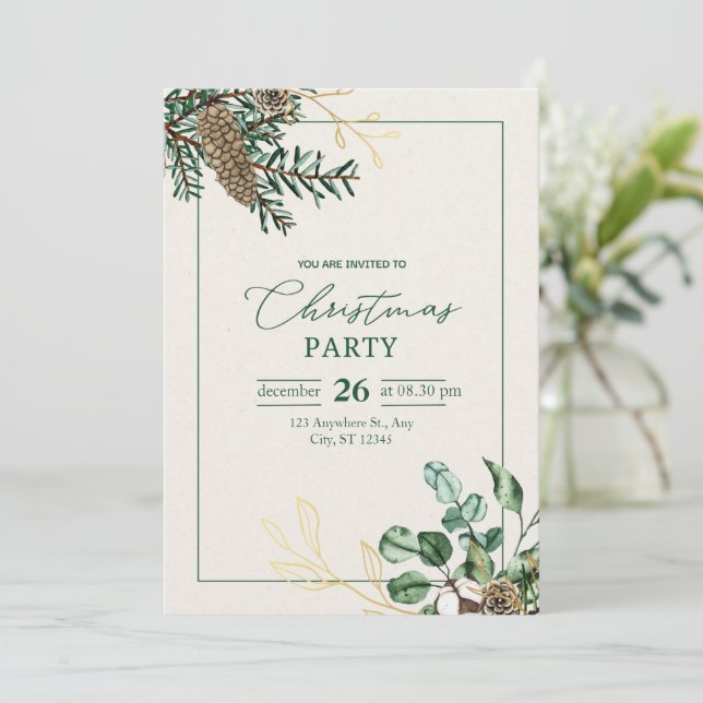 "Your Presence Honoured: Enchanting Christmas Invi Invitation (Standing Front)