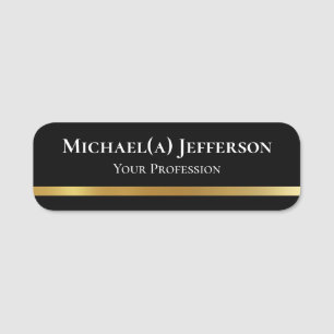Your Professional Presence: Elegant Black And Gold Name Tag
