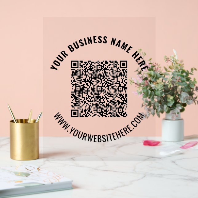 Your QR Code and Custom Text Acrylic Sign (Wedding)