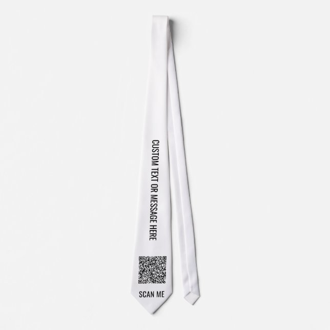 Your QR Code and Custom Text and Colours Neck Tie (Front)
