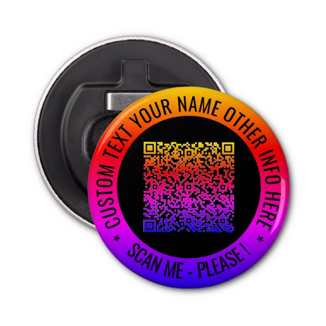 Your QR Code and Custom Text Bottle Opener (Front)