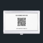 Your QR Code and Custom Text Business Card Case<br><div class="desc">Custom Colours and Fonts - Personalized Business Card Case with Your QR Code Scan Info and Company Name Website or Custom Text Professional Design Promotional Business Card Cases / Gift - Add Your QR Code - Image or Logo / Name - Company / Website or E-mail or Phone - Contact...</div>