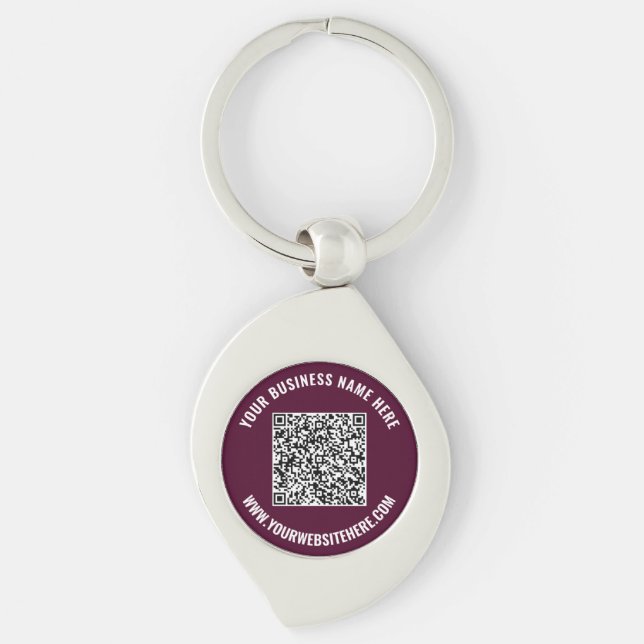 Your QR Code and Custom Text Business Keychain (Front)